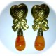 Heart & Bow Orange Drop Earrings 